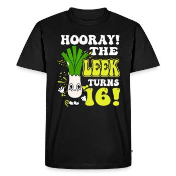 16th Bday Hooray The Leek Turns 16 Years Old - Men's Premium Organic T-Shirt - black - Front - Nico (187cm)