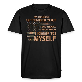 Mon opinion vous a offensé Chemise Adulte Humour Nouveauté - T-shirt Premium bio Homme - noir - Devant - Nico (187cm)