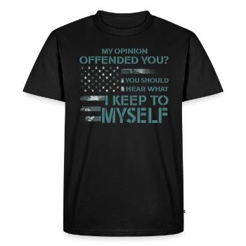 Mon opinion vous a offensé Chemise Adulte Humour Nouveauté - T-shirt Premium bio Homme - noir - Devant - Nico (187cm)