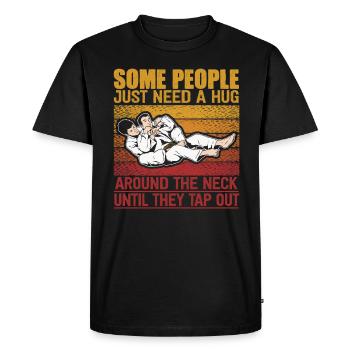 Some People Just Need A Hug Cage Fighter - Men's Premium Organic T-Shirt - black - Front - Nico (187cm)