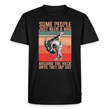 Some People Just Need A Hug Cage Fighter - Men's Premium Organic T-Shirt - black - Front - Nico (187cm)