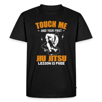 Touchez-moi et votre première leçon de Jiu Jitsu est gratuite - T-shirt Premium bio Homme - noir - Devant - Nico (187cm)