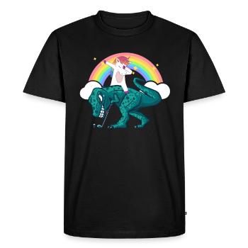Dabbing Licorne Riding T Rex Garçons Filles Halloween - T-shirt Premium bio Homme - noir - Devant - Nico (187cm)
