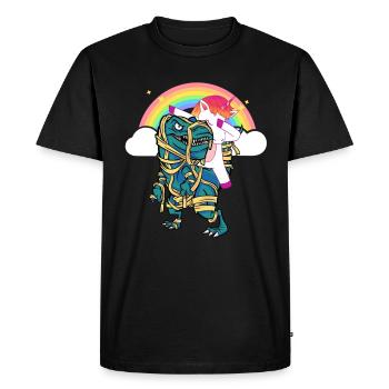 Dabbing Licorne Riding T Rex Garçons Filles Halloween - T-shirt Premium bio Homme - noir - Devant - Nico (187cm)