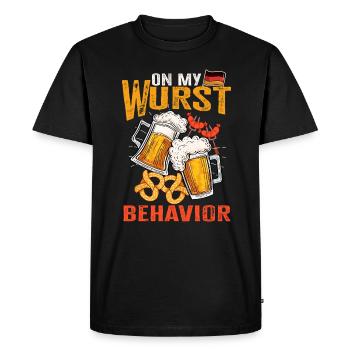 Je suis sur mon comportement de saucisse - T-shirt Premium bio Homme - noir - Devant - Nico (187cm)