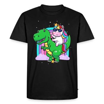 Dabbing Licorne Riding T Rex Garçons Filles Halloween - T-shirt Premium bio Homme - noir - Devant - Nico (187cm)