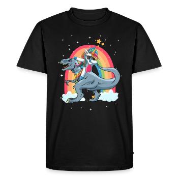 Dabbing Licorne Riding T Rex Garçons Filles Halloween - T-shirt Premium bio Homme - noir - Devant - Nico (187cm)