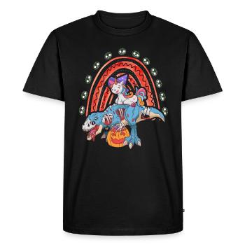 Dabbing Licorne Riding T Rex Garçons Filles Halloween - T-shirt Premium bio Homme - noir - Devant - Nico (187cm)