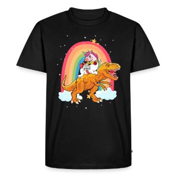 Dabbing Licorne Riding T Rex Garçons Filles Halloween - T-shirt Premium bio Homme - noir - Devant - Nico (187cm)