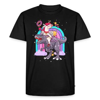 Dabbing Licorne Riding T Rex Garçons Filles Halloween - T-shirt Premium bio Homme - noir - Devant - Nico (187cm)