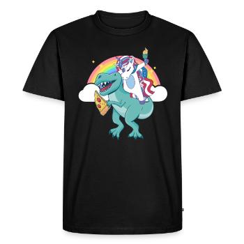 Dabbing Licorne Riding T Rex Garçons Filles Halloween - T-shirt Premium bio Homme - noir - Devant - Nico (187cm)