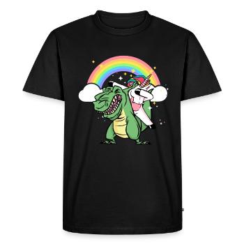 Dabbing Licorne Riding T Rex Garçons Filles Halloween - T-shirt Premium bio Homme - noir - Devant - Nico (187cm)