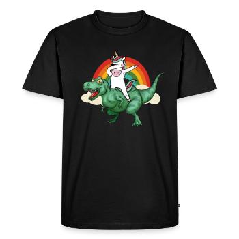 Dabbing Licorne Riding T Rex Garçons Filles Halloween - T-shirt Premium bio Homme - noir - Devant - Nico (187cm)