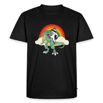 Dabbing Licorne Riding T Rex Garçons Filles Halloween - T-shirt Premium bio Homme - noir - Devant - Nico (187cm)