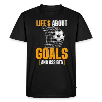 Life Is About Goals And Assists Futbol Soccer - Men's Premium Organic T-Shirt - black - Front - Nico (187cm)