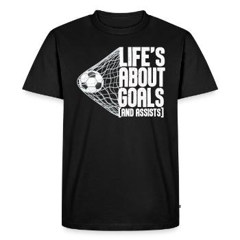 Life Is About Goals And Assists Futbol Soccer - Men's Premium Organic T-Shirt - black - Front - Nico (187cm)