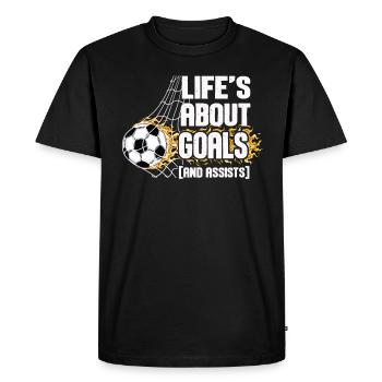 Life Is About Goals And Assists Futbol Soccer - Men's Premium Organic T-Shirt - black - Front - Nico (187cm)
