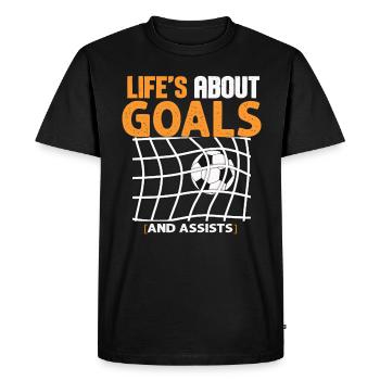 Life Is About Goals And Assists Futbol Soccer - Men's Premium Organic T-Shirt - black - Front - Nico (187cm)