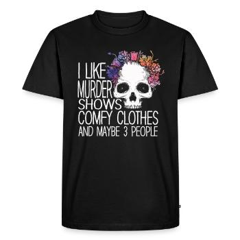 J’aime le meurtre montre des vêtements confortables et 3 personnes - T-shirt Premium bio Homme - noir - Devant - Nico (187cm)