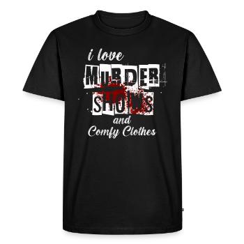 J’aime les spectacles de meurtre Vêtements confortables et 3 personnes - T-shirt Premium bio Homme - noir - Devant - Nico (187cm)