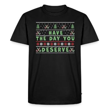 Have The Day You Deserve Vintage Christmas Tree - Men's Premium Organic T-Shirt - black - Front - Nico (187cm)