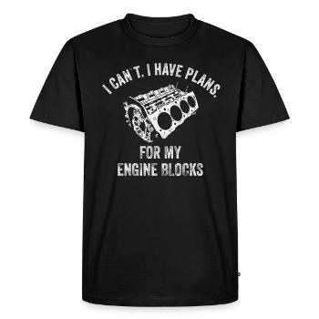 I Cant I Have Plans For My Engine Blocks Vintage - Men's Premium Organic T-Shirt - black - Front - Nico (187cm)