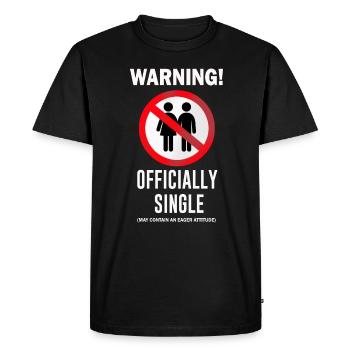 Warning Officially Single May Contain An Eager - Men's Premium Organic T-Shirt - black - Front - Nico (187cm)