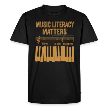 La littératie musicale compte, j’aime manger des chiots - T-shirt Premium bio Homme - noir - Devant - Nico (187cm)