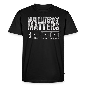 La littératie musicale compte, j’aime manger des chiots - T-shirt Premium bio Homme - noir - Devant - Nico (187cm)