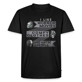 J’aime les films d’horreur Vêtements confortables - T-shirt Premium bio Homme - noir - Devant - Nico (187cm)
