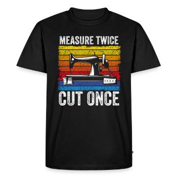 Mesurer deux fois coupé une fois la courtepointe de la machine à coudre - T-shirt Premium bio Homme - noir - Devant - Nico (187cm)