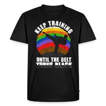 Keep Training Until The Belt Turns Black - Men's Premium Organic T-Shirt - black - Front - Nico (187cm)