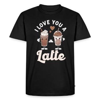 Je t’aime un latte - T-shirt Premium bio Homme - noir - Devant - Nico (187cm)