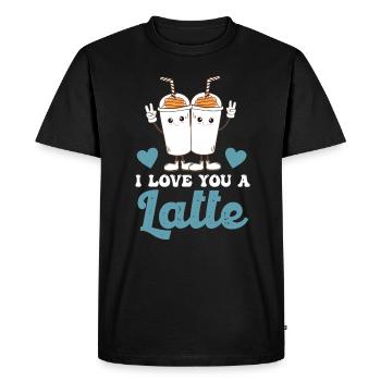 I Love You A Latte - Men's Premium Organic T-Shirt - black - Front - Nico (187cm)