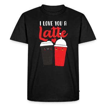 Je t’aime un latte - T-shirt Premium bio Homme - noir - Devant - Nico (187cm)