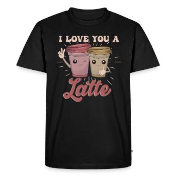 Je t’aime un latte - T-shirt Premium bio Homme - noir - Devant - Nico (187cm)