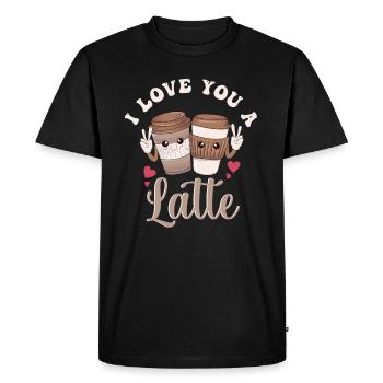 Je t’aime un latte - T-shirt Premium bio Homme - noir - Devant - Nico (187cm)