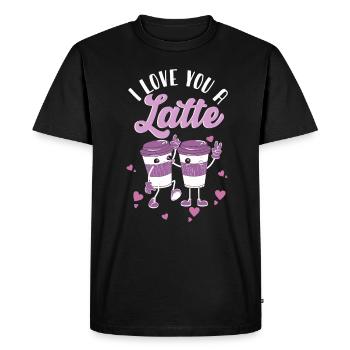 Je t’aime un latte - T-shirt Premium bio Homme - noir - Devant - Nico (187cm)