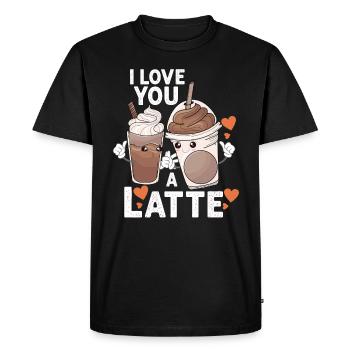 Je t’aime un latte - T-shirt Premium bio Homme - noir - Devant - Nico (187cm)