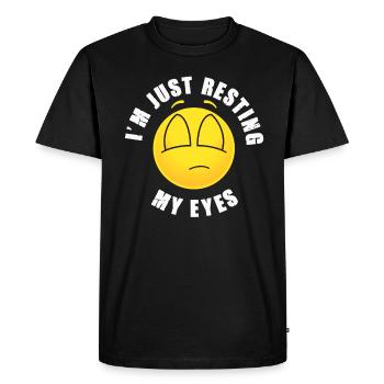 Je ne fais que reposer mes yeux - T-shirt Premium bio Homme - noir - Devant - Nico (187cm)