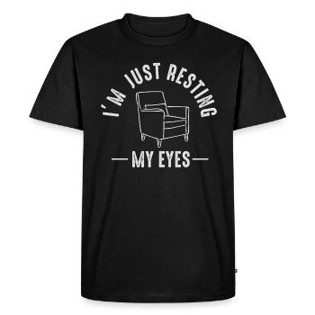 Je ne fais que reposer mes yeux - T-shirt Premium bio Homme - noir - Devant - Nico (187cm)