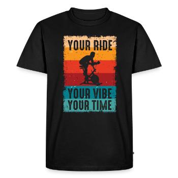 Votre balade Votre ambiance Votre temps Gym de motivation - T-shirt Premium bio Homme - noir - Devant - Nico (187cm)