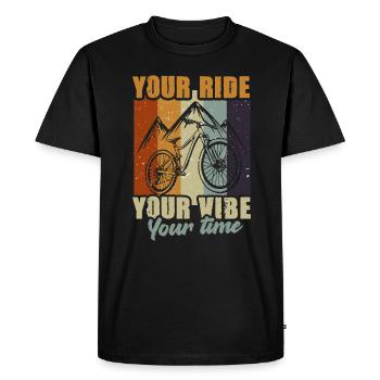 VTT Votre balade Votre ambiance Votre temps - T-shirt Premium bio Homme - noir - Devant - Nico (187cm)