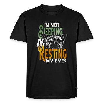 Je ne dors pas, je repose juste mes yeux - T-shirt Premium bio Homme - noir - Devant - Nico (187cm)