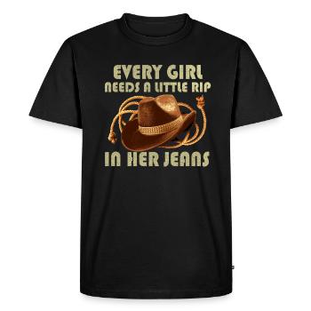 Chaque fille a besoin d’une petite déchirure dans son jean - T-shirt Premium bio Homme - noir - Devant - Nico (187cm)