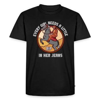 Chaque fille a besoin d’une petite déchirure dans son jean - T-shirt Premium bio Homme - noir - Devant - Nico (187cm)