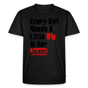 Chaque fille a besoin d’une petite déchirure dans son jean - T-shirt Premium bio Homme - noir - Devant - Nico (187cm)