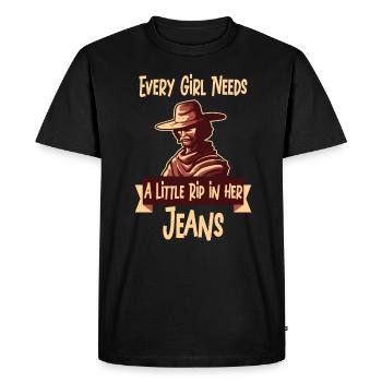Chaque fille a besoin d’une petite déchirure dans son jean - T-shirt Premium bio Homme - noir - Devant - Nico (187cm)