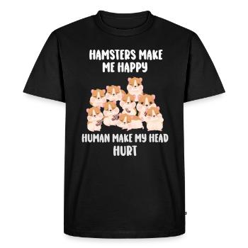 Les hamsters me rendent heureux humain me font mal à la tête - T-shirt Premium bio Homme - noir - Devant - Nico (187cm)
