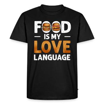 Food Is My Love Language - Men's Premium Organic T-Shirt - black - Front - Nico (187cm)